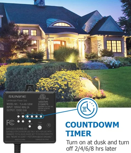 Vista 8 de SUNVIE Paquete de 8 luces de cubierta de bajo voltaje con conector de cable Fastlock2 de 5 W, luces LED de escalera, transformador de bajo voltaje