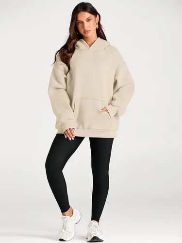 Vista 136 de Trendy Queen - Sudaderas extragrandes con capucha para mujer, suéteres de manga larga, sin botones, de vellón, de otoño, ropa de invierno