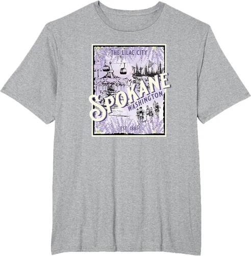 Vista 38 de Camiseta vintage Spokane Washington The Lilac City Carousel Waterfall, Negro