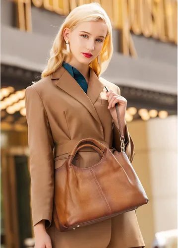 Vista 2 de Kattee Bolsos de cuero genuino para mujer, bolsos cruzados con asa superior, bolso de hombro suave, tamaño mediano