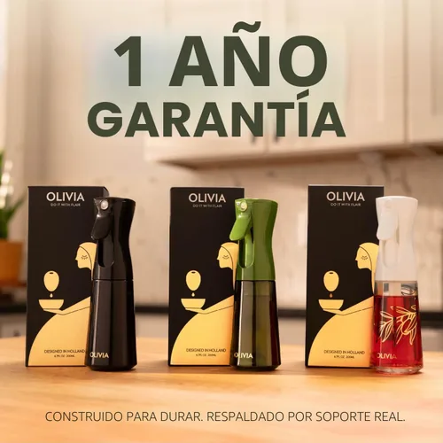 Vista 5 de FLAIROSOL OLIVIA Pulverizador de aceite de oliva para cocinar, botella de vidrio de 200ml, dispensador de aerosol de cocina continuo con control