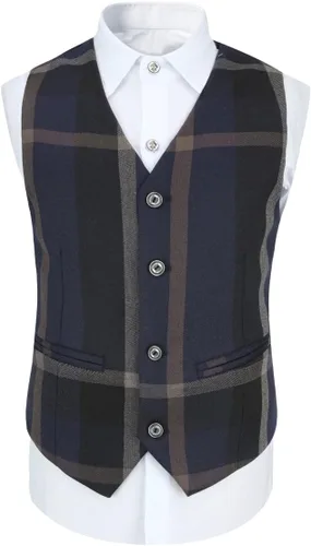 Vista 5 de SWOTGdoby Trajes de vestir para niños de 3 piezas, ajuste delgado, a cuadros, trajes de esmoquin para niños, chaqueta formal, chaqueta, pantalones