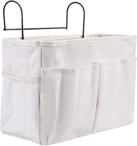 Vista 3 de Kedoung - Paquete de 2 organizadores de mesita de noche para colgar con gancho, bolsillo de almacenamiento para cama para dormitorio, habitación