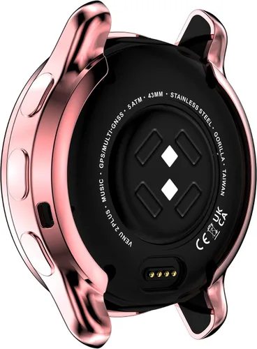 Vista 3 de Funda compatible con Garmin Venu 2 Plus Watch Protector de pantalla, funda protectora completa, accesorios de parachoques de TPU suave (rosa)