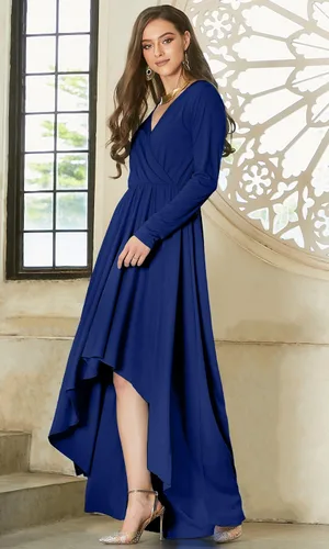 Vista 4 de KOH KOH Vestido de cóctel formal de otoño e invierno con abertura para mujer