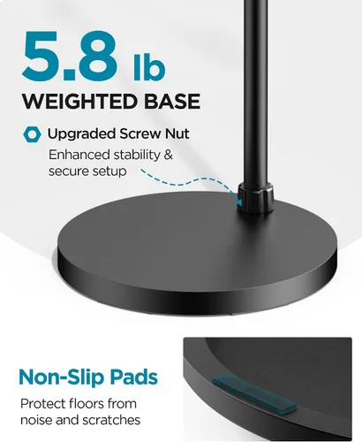 Vista 5 de InnoGear Soporte de micrófono, altura máxima de 82.28 pulgadas, soporte de micrófono de piso con brazo desmontable y base con peso para Blue Yeti