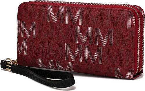 Vista 86 de MKF Collection Mia K - Cartera de pulsera para mujer, pequeña cartera de cuero vegano para tarjetas de crédito con cremallera y bolsillo