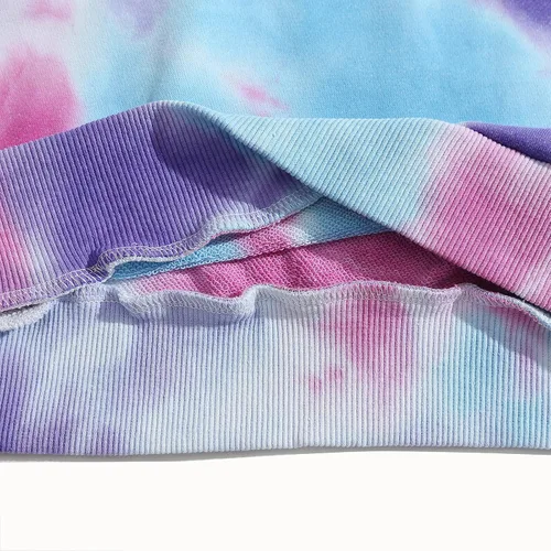 Vista 4 de Sudadera holgada de manga larga para mujer, con teñido anudado, de gran tamaño, para mujer