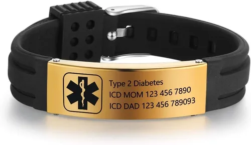 Vista 13 de OPALSTOCK Pulseras médicas personalizadas de silicona ajustable para identificación de emergencias, grabado gratuito, 9 pulgadas, resistente al