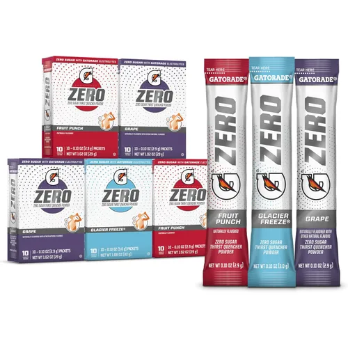 Vista 5 de Gatorade G Zero en polvo, ponche de frutas, paquetes de 0.10 onzas (paquete de 10)