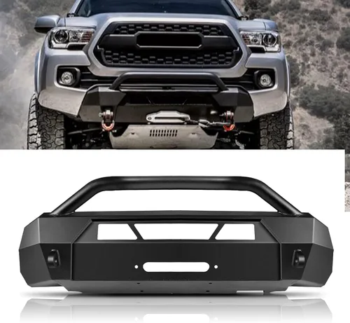 Vista 13 de Parachoques delantero y trasero todoterreno para Toyota Tacoma 2005-2015 Juego de parachoques de cabrestante resistente para Tacoma de 2ª