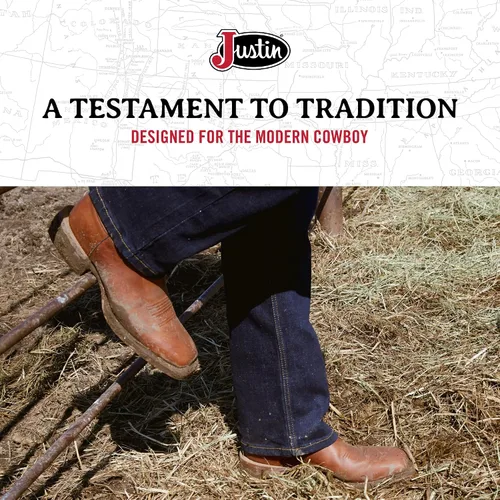 Vista 7 de Justin Caddo - Botas vaqueras de 11 pulgadas para hombre, botas vaqueras duraderas de cuero de grano completo de grano completo, con punta cuadrada