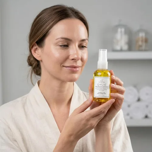 Vista 8 de QTICA Oylie Spray On Total Repair - Aceite corporal ligero en aerosol con jojoba natural y aceite de argán para una humedad instantánea, acabado