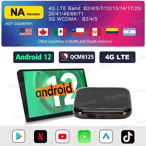 Vista 2 de Android 12.0 CarPlay Ai Box Wireless CarPlay Adaptador Convertir Android Auto Qualcomm Octa Core 4+64GB Google Play Store, Netflix, YouTube Online