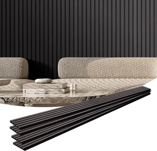 Vista 12 de VEVOR Panel Acústico de Listones de Madera, 7.9 x 94.5 pulgadas, Pared de Acento MDF de 4 Piezas, Tablero de Madera Falsa para Decoración
