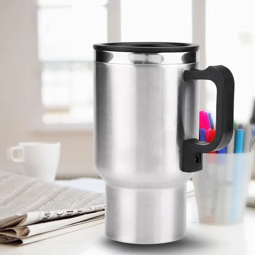 Vista 3 de Taza eléctrica para coche, 15.2 fl oz, 12 V, taza de viaje calentada de acero inoxidable, taza de calentamiento de viaje, taza de café, té, taza