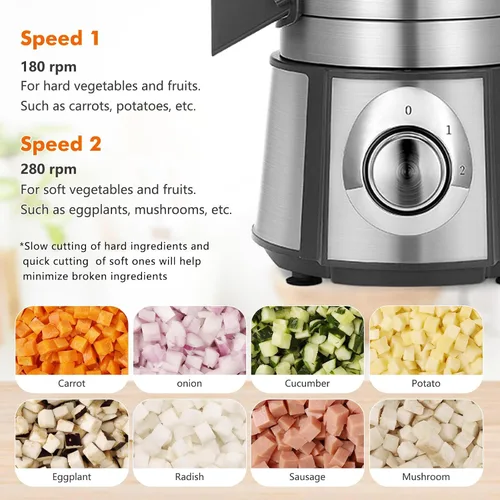 Vista 4 de Anatole Cortador eléctrico de verduras de acero inoxidable, procesador de alimentos de 16 tazas, 300 W, picador comercial de verduras, cortador