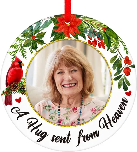 Vista 9 de WhatSign Adornos de Navidad para marco de fotos, adornos personalizados para árbol de Navidad, regalo de recuerdo de fotos familiares personalizado