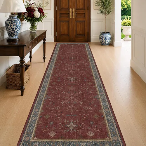 Vista 234 de Hazo Haus – Alfombra pequeña para entrada, cocina o baño, antideslizante con base de goma, resistente a las manchas y a la decoloración, diseño