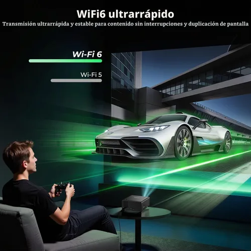 Vista 6 de CiBest Mini proyector con WiFi y Bluetooth, compatible con Netflix/YouTube/PrimeVideo, enfoque eléctrico y Keystone, proyector de video Full HD