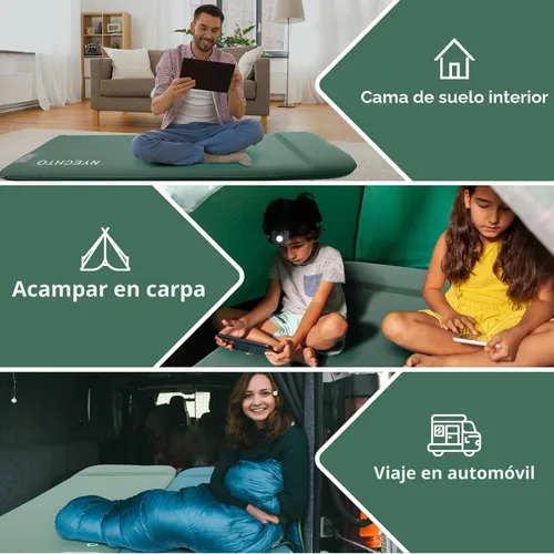 Vista 7 de Colchoneta de dormir autoinflable con bomba eléctrica, 3.14 pulgadas de espuma viscoelástica ultra gruesa para acampar, fácil de inflar y desinflar
