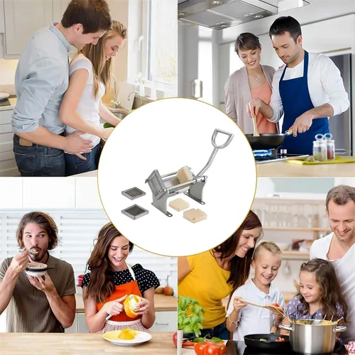 Vista 6 de 52x20x25cm Manual Veg Cutter and Dicer French Fry Cutter Fruit and Vegetable Slicer Cucumber and Food Chopper French Fry Cutting Machine
