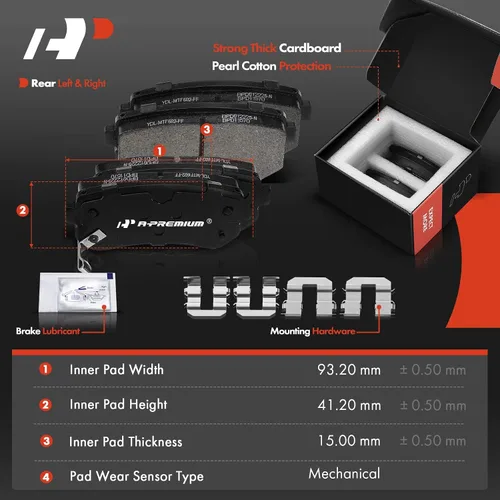Vista 5 de A-Premium Juego de rotores de freno de disco perforados y ranurados delanteros y traseros + pastillas de cerámica compatibles con modelos