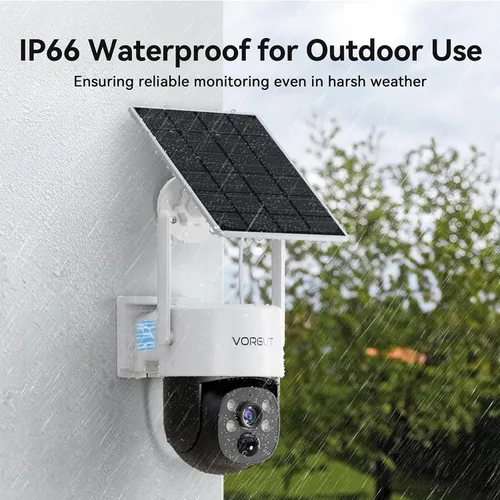 Vista 9 de Sistema de cámara de seguridad con energía solar para exteriores con monitor de 10 pulgadas, 2 cámaras inalámbricas 2K para seguridad del hogar