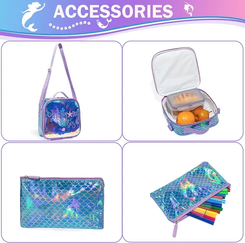 Vista 5 de Meetbelify Mochila con ruedas para niñas con ruedas para niñas para escuela primaria