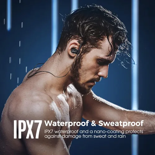Vista 5 de Auriculares Bluetooth Lakukom, Auriculares Inalámbricos para Correr con Bajo Profundo con 16 Horas de Tiempo de Reproducción, Auriculares Bluetooth