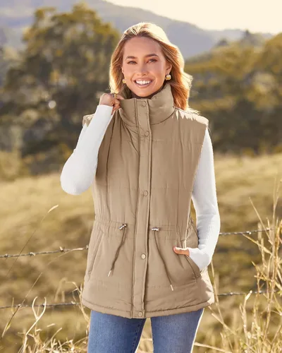 Vista 4 de BTFBM Chaleco casual para mujer, con botones, con cremallera, acolchado, con cordón, sin mangas, con bolsillos