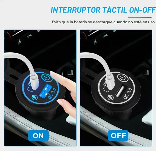 Vista 3 de Nilight 2 Pack PD Type C y QC 3.0 Panel de toma rápida USB con interruptor táctil LED ON Off, kit de cable fundido para coches, camiones