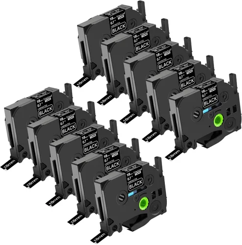 Vista 9 de NineLeaf Paquete de 10 cintas compatibles con Brother TZe-334 TZe334 TZ-334 TZ334 de 0.472 in, 1/2 pulgadas, 0.47 pulgadas, oro sobre negro, trabajo
