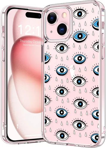 Vista 28 de bicol - Funda protectora a prueba de golpes para iPhone 15 Plus, funda delgada de acrílico transparente y diseños modernos para niña y mujer, 6.7