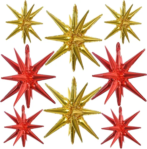 Vista 68 de TONIFUL 4 globos 4D enormes de estrella negra de 22 pulgadas, globos de aluminio de Mylar de estrella explosión para suministros de fiesta, telón