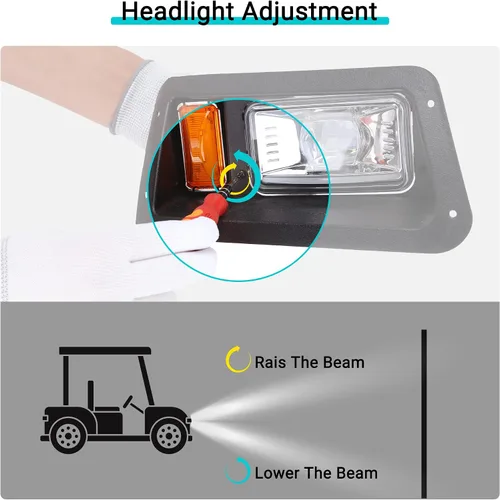 Vista 7 de 10L0L Kit de luces para carrito de golf para Yamaha G14 G16 G19 G22 - Kit de faros delanteros y luces traseras legales de calle con convertidor
