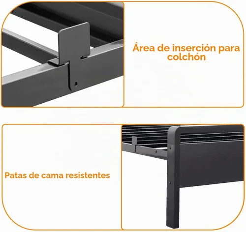 Vista 7 de VINGLI Base de cama de plataforma individual con cabecero y estribo LED, estación de carga USB, cama de panel de metal con espacio de almacenamiento