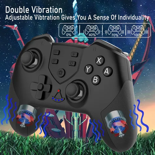 Vista 4 de TERIOS Controlador inalámbrico Pro compatible con Switch Switch Lite Joypad prémium para videojuegos 3 niveles de velocidad turbo intensidad