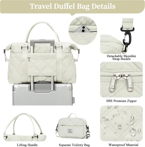 Vista 5 de Weekender Bags for Women Travel, Overnight Travel Duffel Bag with Wet Pocket and Separate Toiletry Bag, Airplane Personal Item Travel Bag, Travel