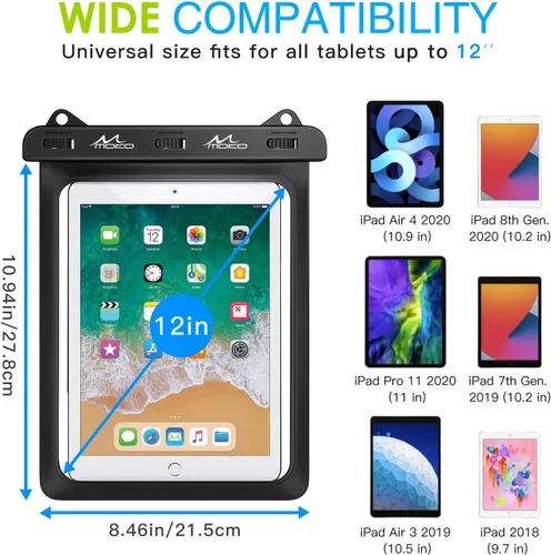 Vista 3 de MoKo Funda impermeable para tablet, bolsa seca compatible con iPad 10th, iPad Pro 11 2022, iPad 9/9.7/10.2, iPad mini 6/5/4/3, iPad Air 5/4, Air 3