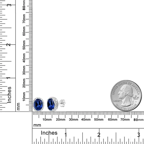 Vista 5 de Gem Stone King 3-5 Cttw Gemstone Birthstone Halo Earrings For Women 9X7MM Oval Cut 925 Sterling Silver Fine Jewelry Gifts for Her Mom Women Wife