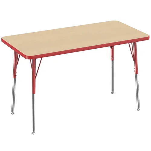 Vista 92 de FDP - Mesa rectangular para actividades escolares y de oficina (24 x 36 pulgadas), patas estándar con deslizadores giratorios, altura ajustable