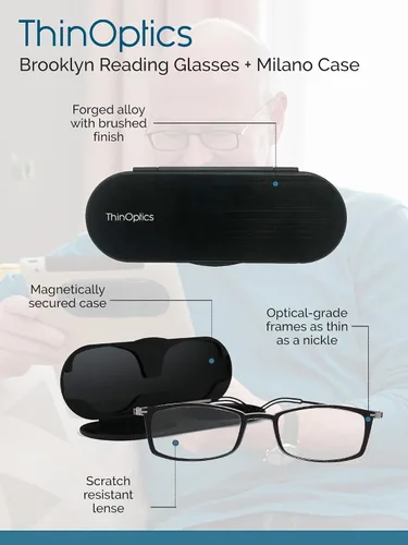 Vista 2 de ThinOptics - Gafas de lectura Funda regular/rectángulo azul