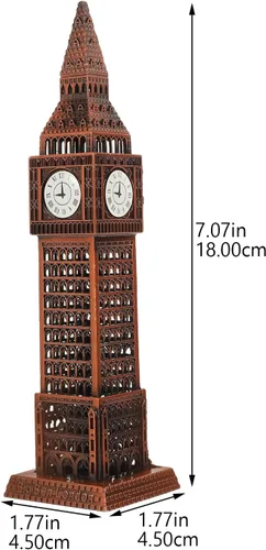 Vista 2 de Veemoon Figura pequeña del Big Ben, decoración de metal del Big Ben, modelo de torre de reloj de Londres, modelo retro del Reino Unido, adorno