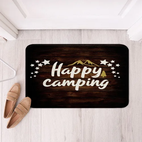 Vista 2 de Feelyou Alfombras de baño para cámper, alfombras de baño para campamento feliz, para ducha, tina, caravana, camping, baño, antideslizantes