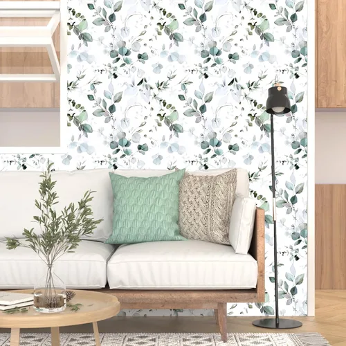 Vista 2 de Laatse Papel tapiz de hoja verde para despegar y pegar, 17.5 x 393 pulgadas