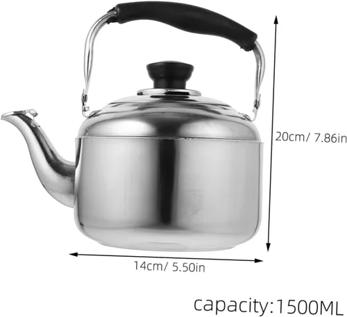 Vista 10 de YARNOW Hervidor de té de acero inoxidable, hervidor de té silbido en la parte superior de la estufa, tetera para estufa, mango ergonómico