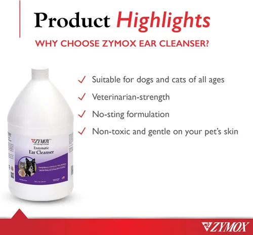 Vista 3 de Zymox Solución limpiadora de oídos para perros y gatos, 1 galón