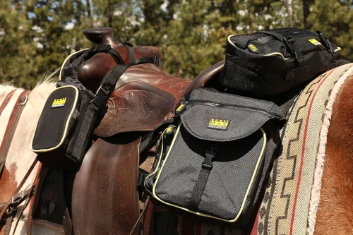 Vista 5 de TrailMax Alforja de caballo de cantillo aislada y acolchada serie 500 para montar en senderos; bolsas acolchadas y aisladas para caballos; bolsa
