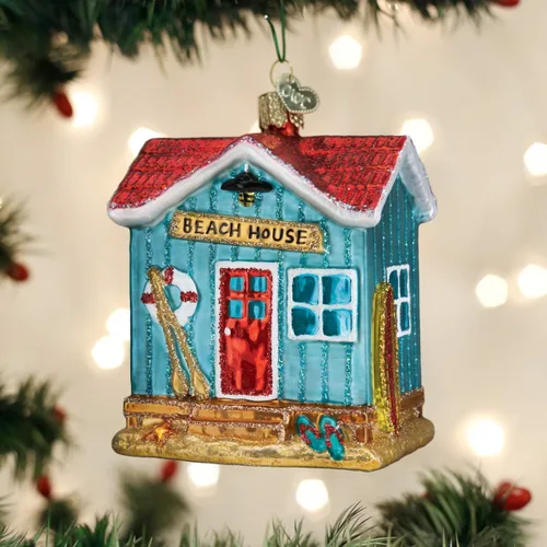 Vista 2 de Old World Christmas Adorno de casa, azul playa 3.75 x 3